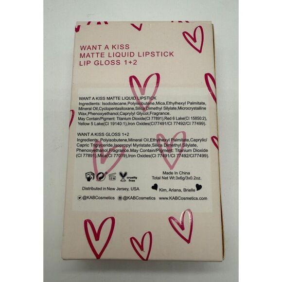 KAB Cosmetics Want a Kiss Lip Trio Lippie Set Lipstick Lipgloss SOLD OUT - Picture 2 of 2